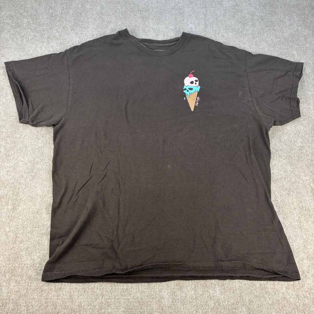 Riot Society Mens XL Black Skull Ice Cream Cone Graphic Cotton T-Shirt Short Slv